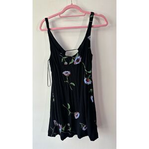 Free People Luisa Floral Mini Dress Black Cutout Back Women's M